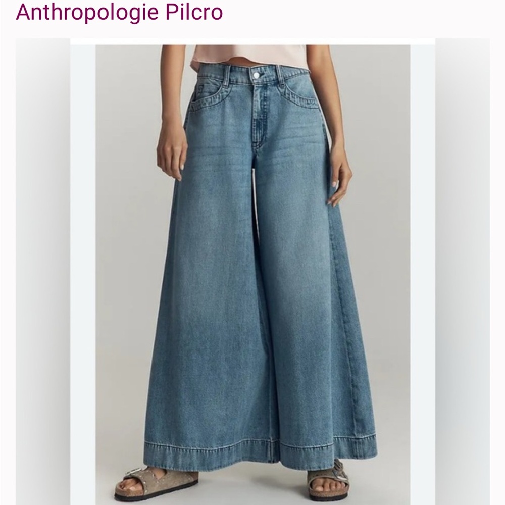 Pilcro Light Blue A-Line Denim Pants